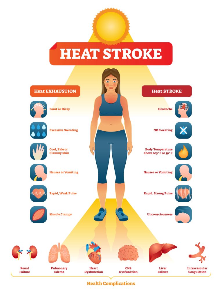 heat stroke vs exhaustion